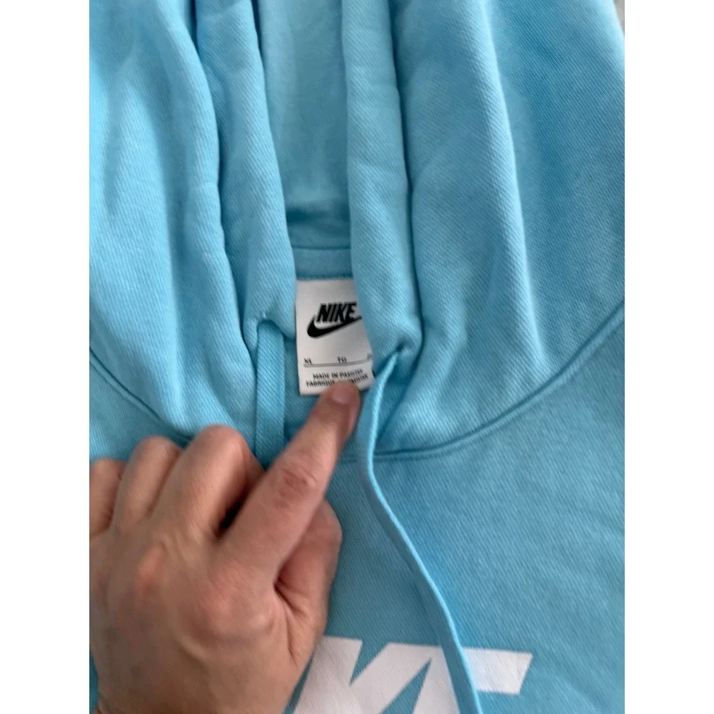 Nike Sportswear Futura Logo Hoodie XL Aqua Blue Oversized Pullover Sweatshirt
